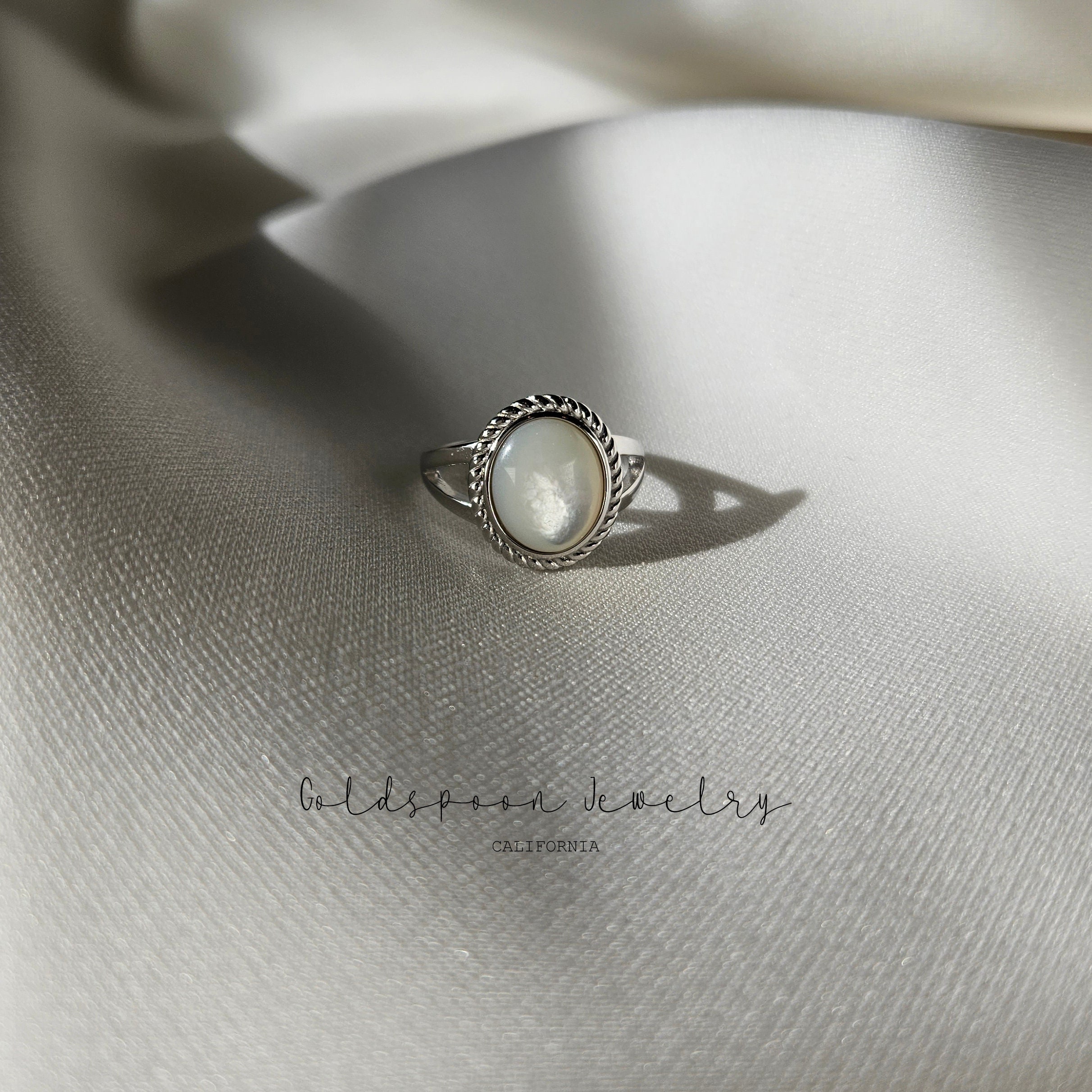Bague En Argent Avec Nacre Et Brillants étoile - Taille 54, Créateur, Occasion