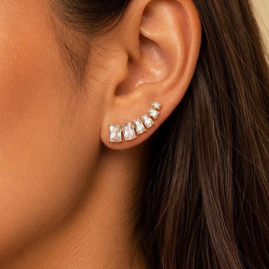 Crystal Ear Climber Earrings