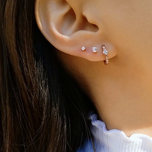 Tiny Stud Earrings, Crystal Stud Earrings, 2 mm Stud Earrings, Dainty Gold Stud Earrings, Small CZ Earrings, Minimalist Earrings,AMINA STUDS image 3
