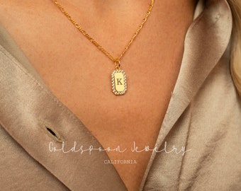 Collier initial - Collier pendentif Rectangle - Collier Dainty - Collier de tous les jours - Collier Bachelorette - COLLIER HARMONY