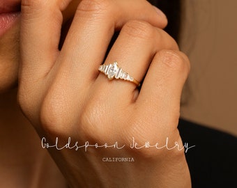 Ehering - Verlobungsring - Art Deco Ring - Minimalistischer Ring - Baguette Ring - Marquise Ring - JANE RING