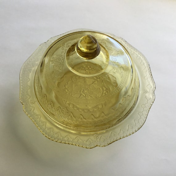 Depression Glass Covered Butter Dish Patrician pattern Etsy