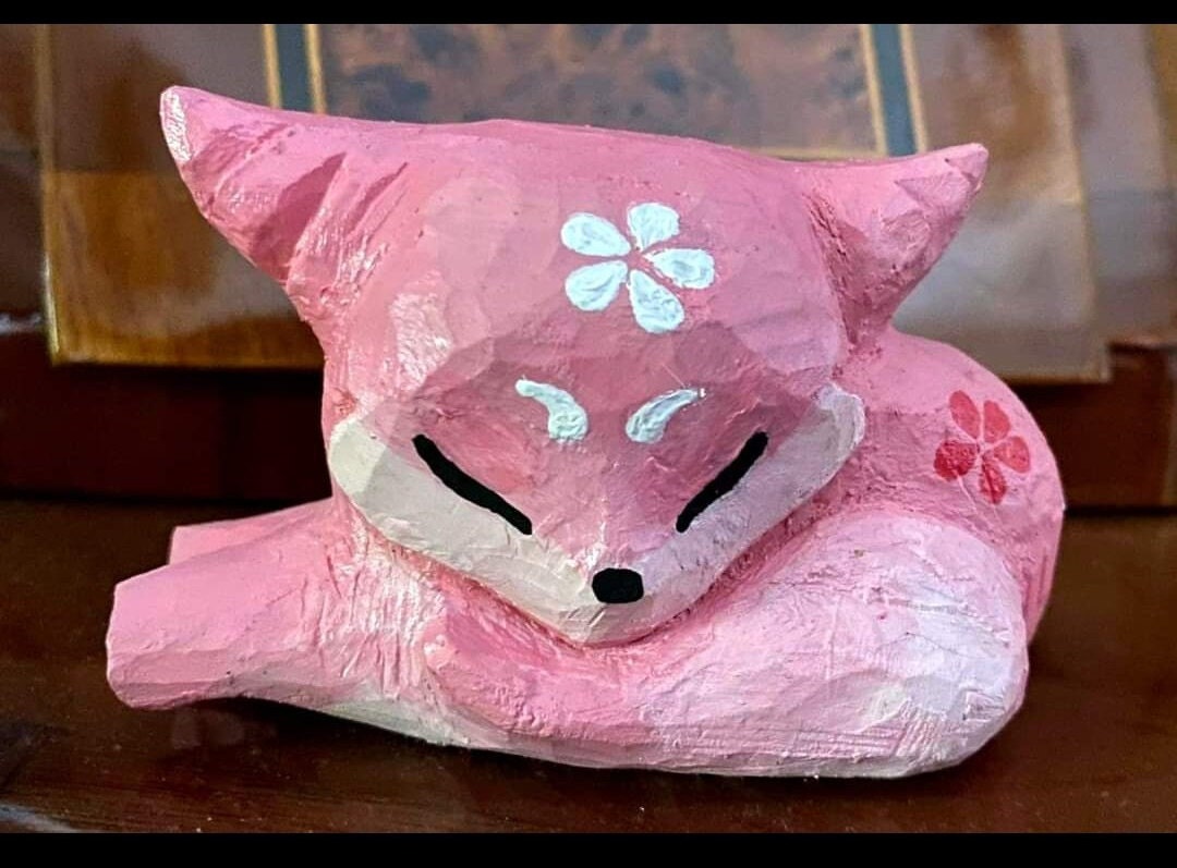 Yae Miko Fox Figure.handcarved Wooden Genshin Impact Figure Etsy
