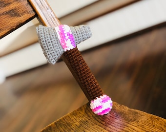 Tomahawk Rattle- Pink Axe Hatchet Baby Toy Rattle Amigurumi Crochet