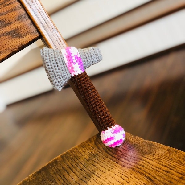 Tomahawk Rattle- Pink Axe Hatchet Baby Toy Rattle Amigurumi Crochet
