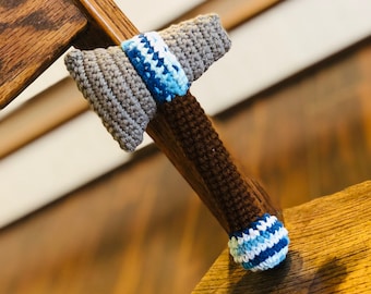 Tomahawk Rattle- Blue Axe Hatchet Baby Toy Rattle Amigurumi Crochet