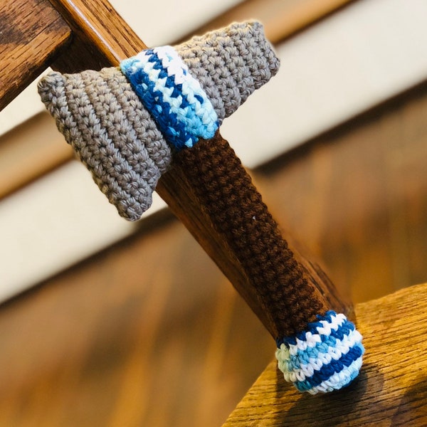 Tomahawk Rattle- Blue Axe Hatchet Baby Toy Rattle Amigurumi Crochet