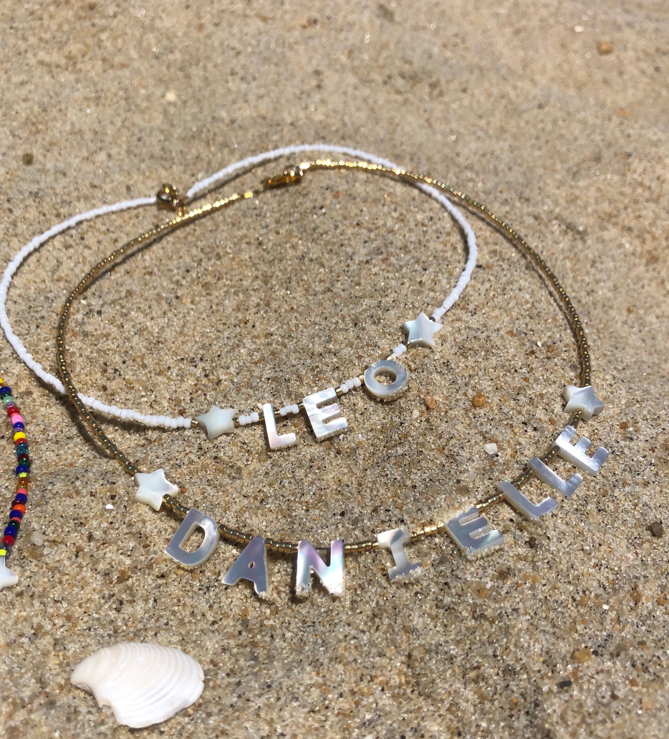 Mother of Pearl Letter Necklace - Etsy 