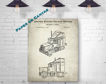 Semi Truck Driver Patent Print Peterbilt Mack Toys Car Hauler Wall Art Decor