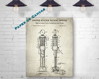 Wall Art Print w// Optional Frame Gas Station Pump Gasoline Dispensing Patent