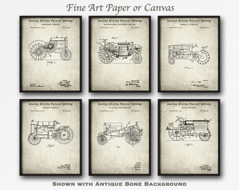 Tractor Set of 6 Patent Art Prints - Tractor Poster Set - Tractor Inventions - Farmer Gift - Country Home Wall Decor - Farmhouse Wall Decor