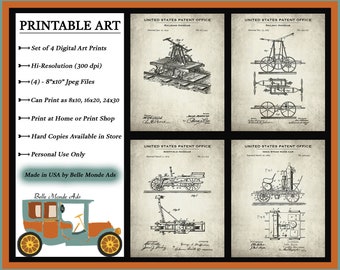 PRINTABLE Antique Railroad Handcar Patent Prints - Digital Railroad Drawings - Vintage Railway Inventions - Railfan Gift - Trainspotter Gift