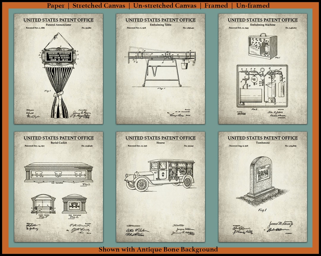 Funeral Home Set of 6 Patent Prints Funeral Service Etsy