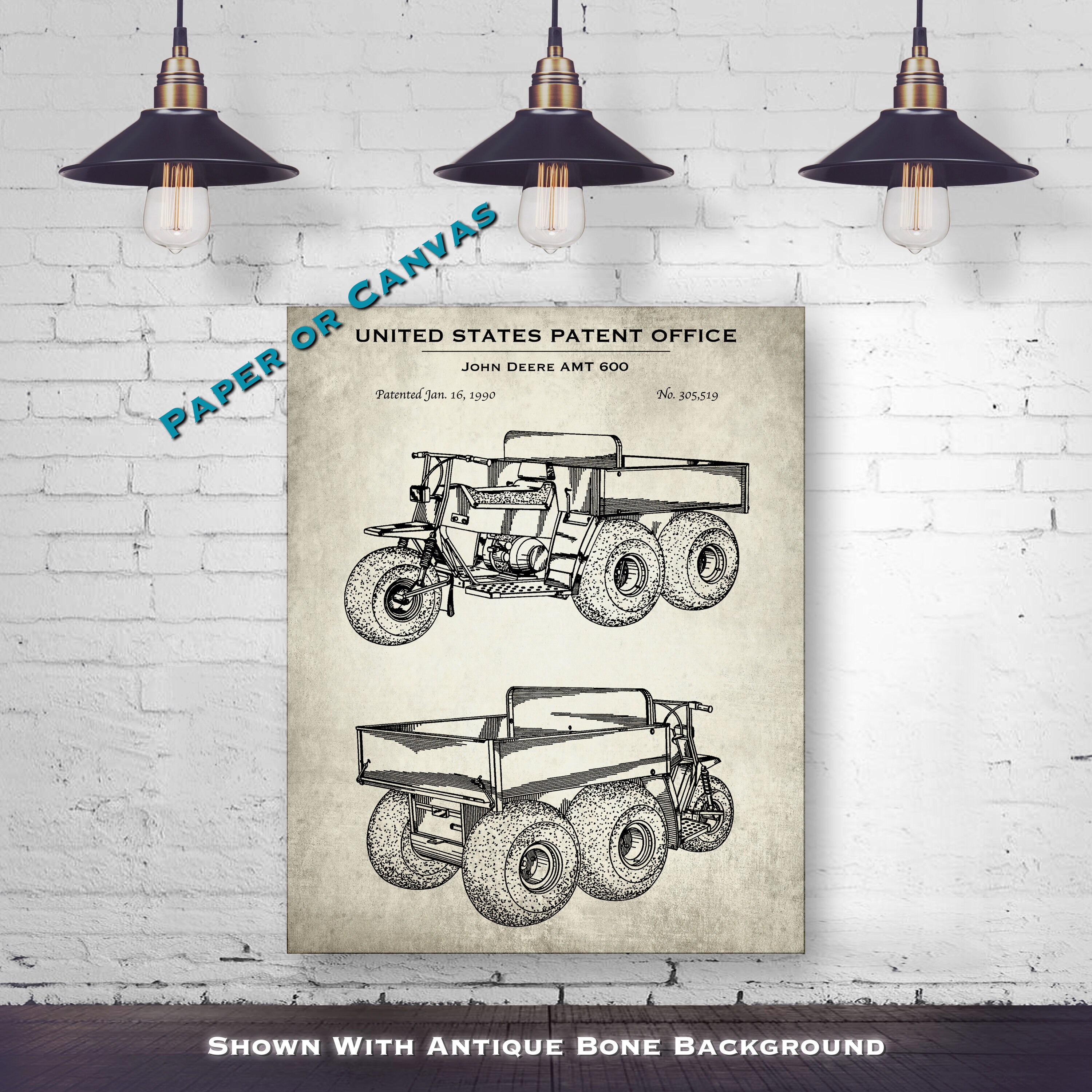 1987 John Deere AMT 600 Utility Vehicle Patent Print Retro Etsy