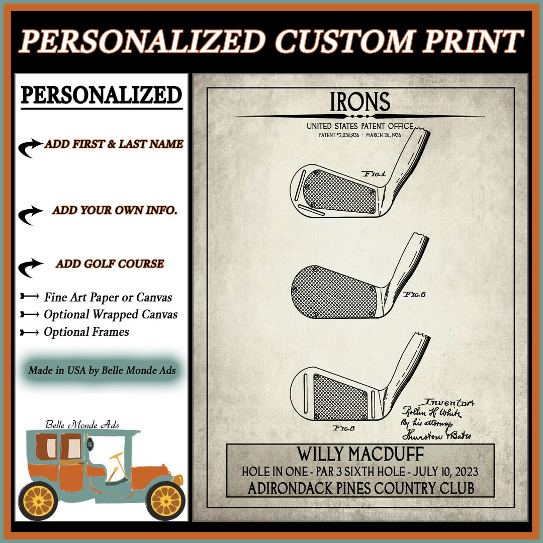 Personalized Irons Patent Print Customized Golfer Gift Etsy