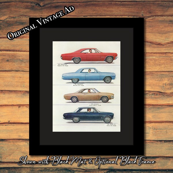 1965 Chevy Impala SS Vintage Car Print Ad - Framed Original Magazine Advertisement - Classic Chevrolet Wall Art - Retro Automobilia Decor