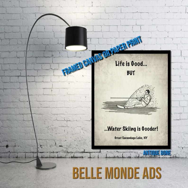 Customized Water Skiing Quote Art Print Life is Good Water Etsy