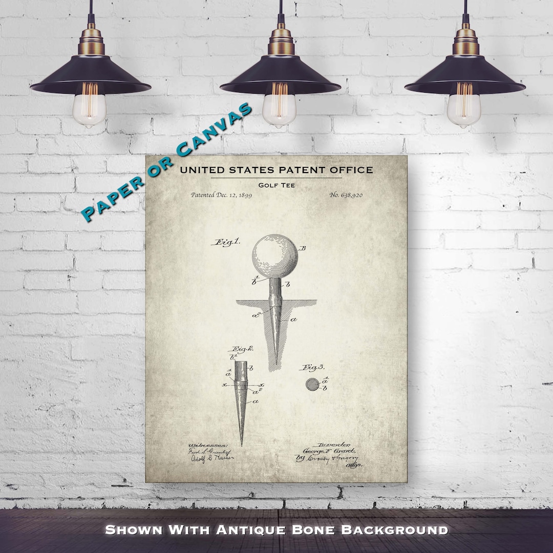 1899 Golf Tee Patent Print Vintage Golf Tee Design Blueprint Retro