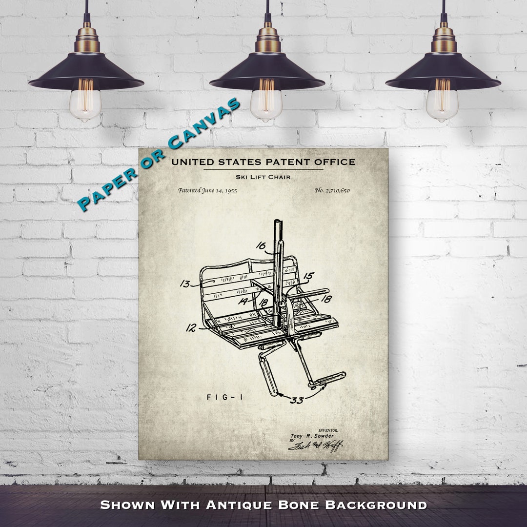 1955 Ski Lift Chair Patent Print Vintage Chair Lift Poster Etsy