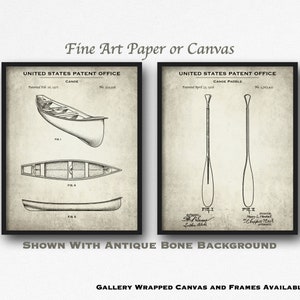 Canoe Set of 2 Patent Prints - Canoeing Poster Set - Retro Canoeing Inventions - Canoeing Enthusiast Gift - Vintage Canoe Decor