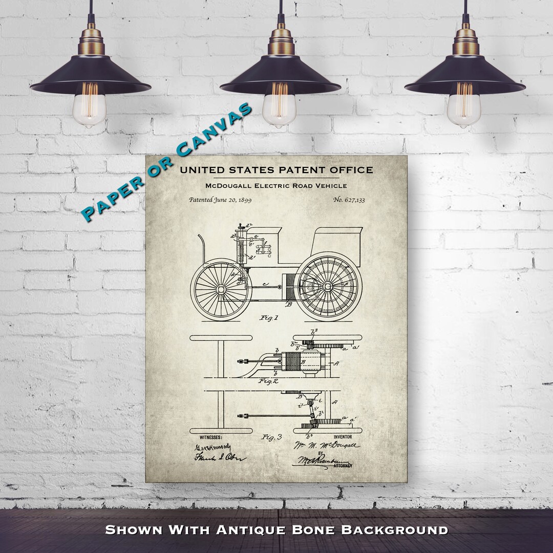 1899 Mcdougall Electric Road Vehicle Patent Print Antique Etsy
