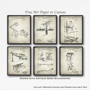 Lineman Set of 6 Patent Art Prints - Retro Lineman Poster Set - Vintage Lineman Inventions - Utility Company Decor - Lineman Gift Idea