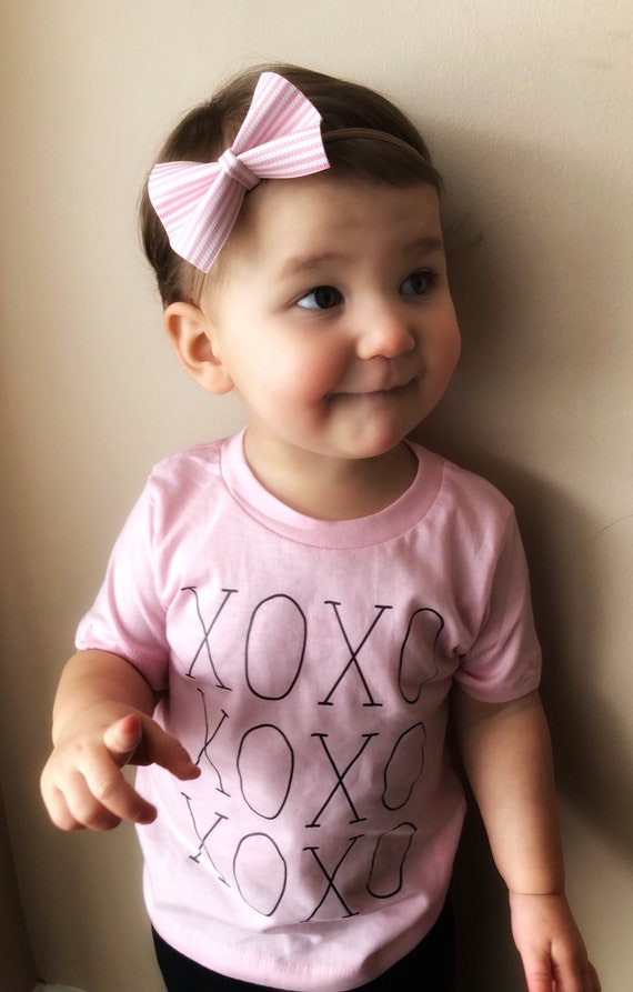 Pink And White Striped Hair Bow For Babies Hair Bow For Etsy