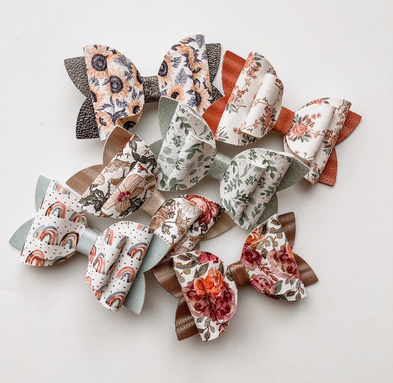 Fall Floral Headband Bows for Toddler Girls Coral Floral Hair Bows for Girls