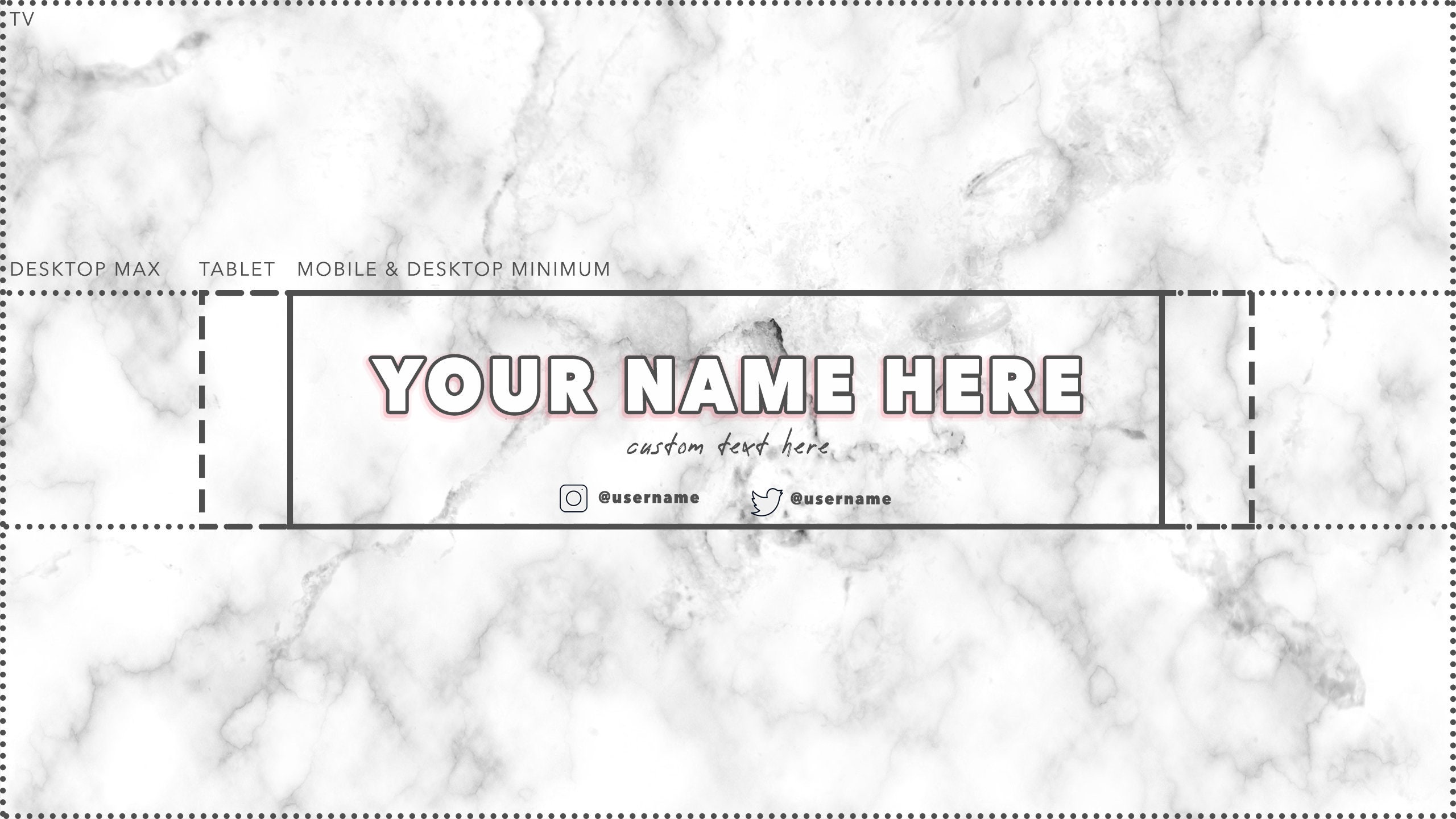White Marble Youtube Banner - CUSTOMIZABLE - Etsy, image size:2560x1440