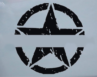 worn military star renegade door stickers to be placed on the logo (large version)
