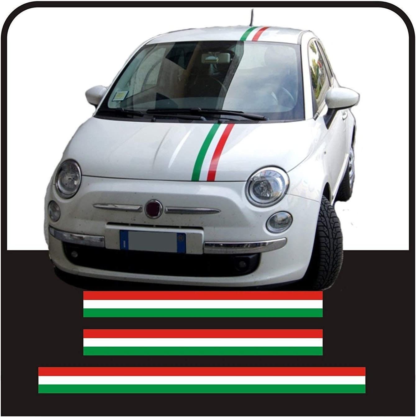 Fasce adesive Fiat 500 Stickers laterali tricolore modello Italy auto  tuning