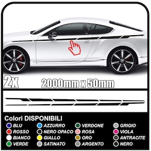 2 x Side stickers car side strips stripes decor car high end bands car tuning stickers decals