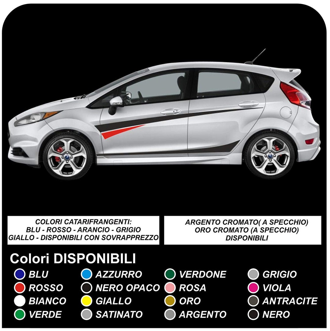Grafica Set Adesivi Per Fiesta Strisce Decalcomanie Auto Fasce Laterali - Italia