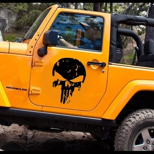 skull side stickers to be placed on the door Skull distressed sticker decals