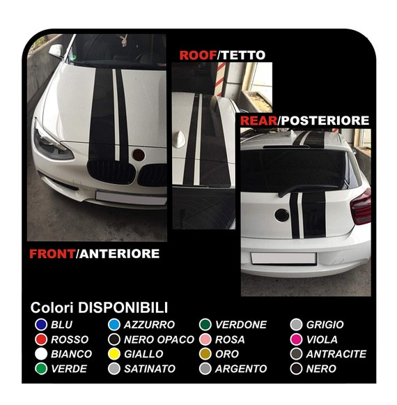 Fasce adesive per auto strisce tetto cofano e posteriore adesivi sport strisce  auto racing tuning -  Italia