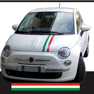 Adesivi KIT fasce bandiera italiana cofano strisce tricolore VERSIONE MAXI compatibile 500 X e 500 L