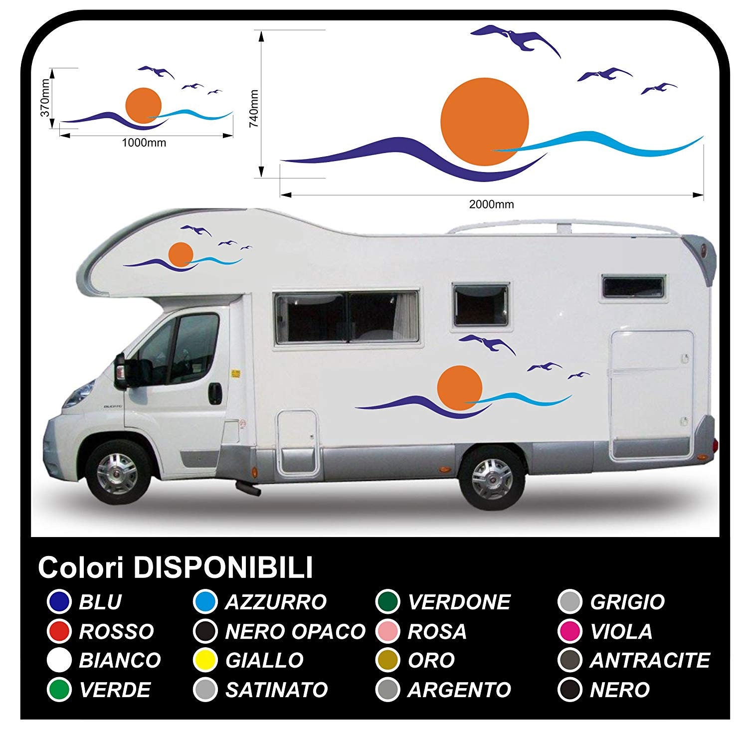 adesivi per CAMPER grafica in vinile adesivi decalcomanie strisce Set CAMPER  VAN ROULOTTE Motorhome - grafica 26