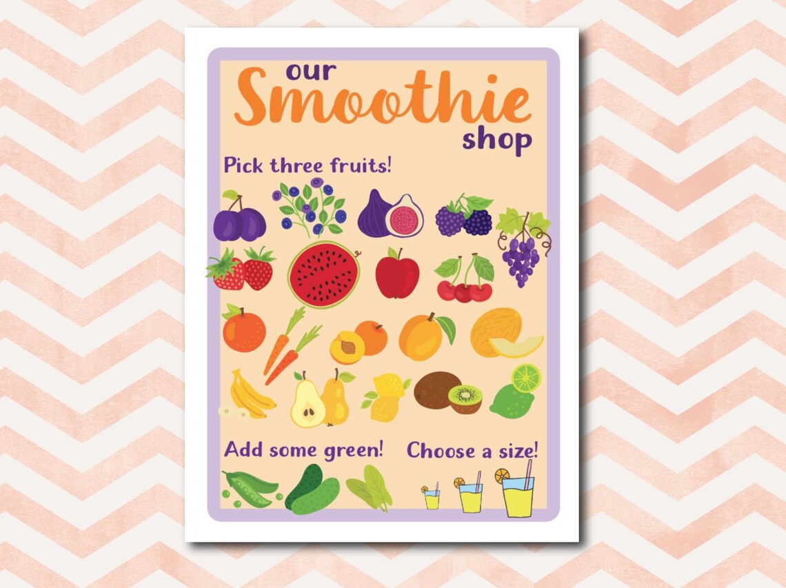 Smoothie Shop Menu Printable PDF Etsy