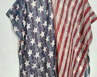 US American Flag Womens Kimonos, USA Flag July 4 kimono duster, Stars Unisex kimonos with side slits
