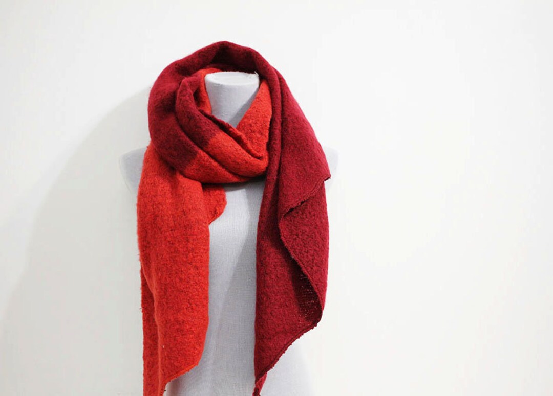 Red Model Scarf Red Solid Color Scarves for Cold Weather Winter Autumn Shawl Ivory ...
