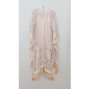 Damen Kimono, Jägergrüner Samtkimono mit Quaste, Kimonos mit seitlichen Schlitzen Bild 12