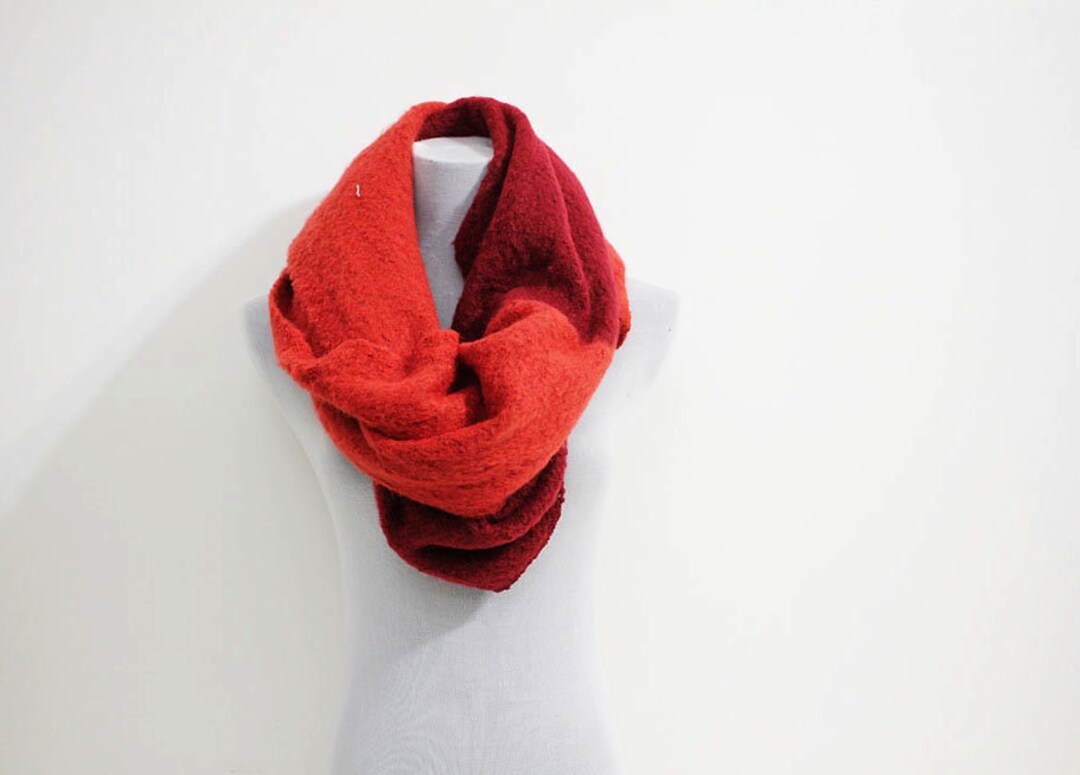 Red Solid Color Infinity Scarves for Cold Weather Winter Autumn Shawl ...