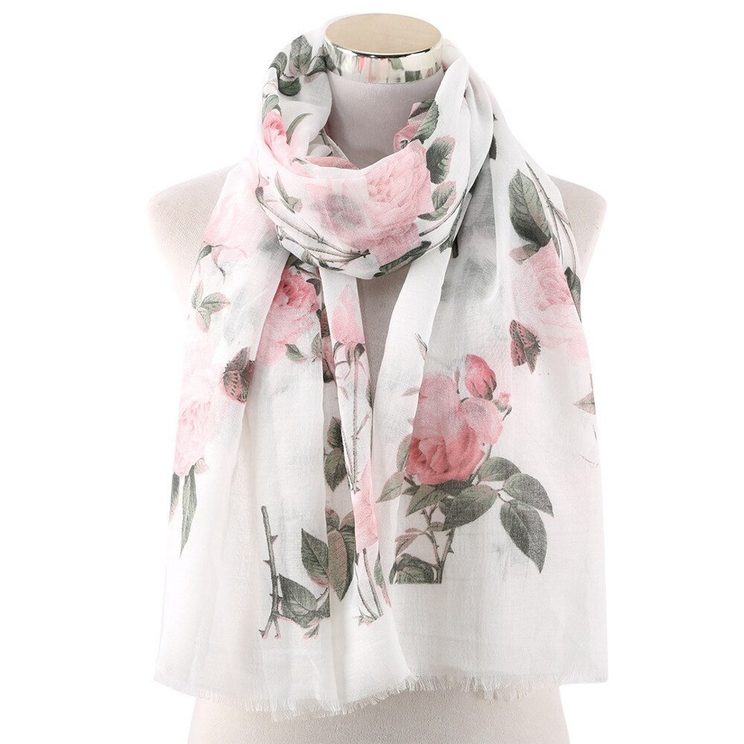 Woven Cotton Scarf - Patterned Rose