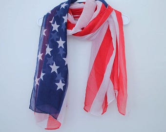 Bufandas con la bandera estadounidense, bufandas con estampado de Estados Unidos para mujer, ligeras, regalos para otoño e invierno.