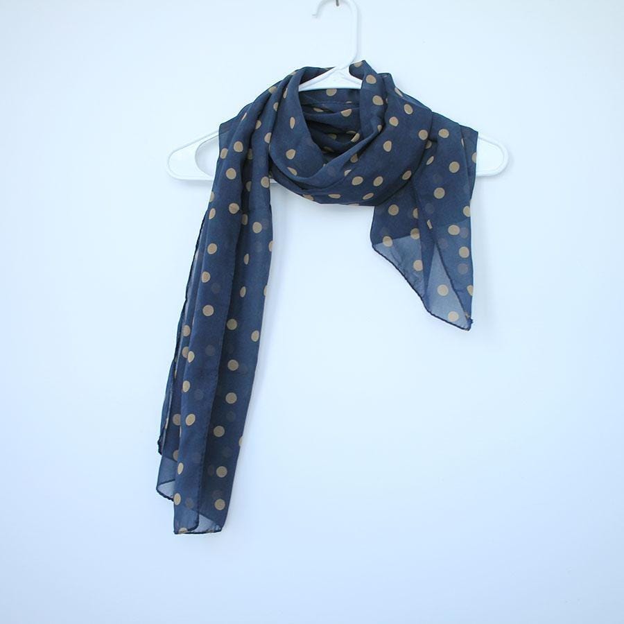 Navy Polka Dot Scarf - Etsy