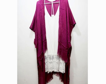 White Womens Kimono, solid color ivory white color kimono cardigan
