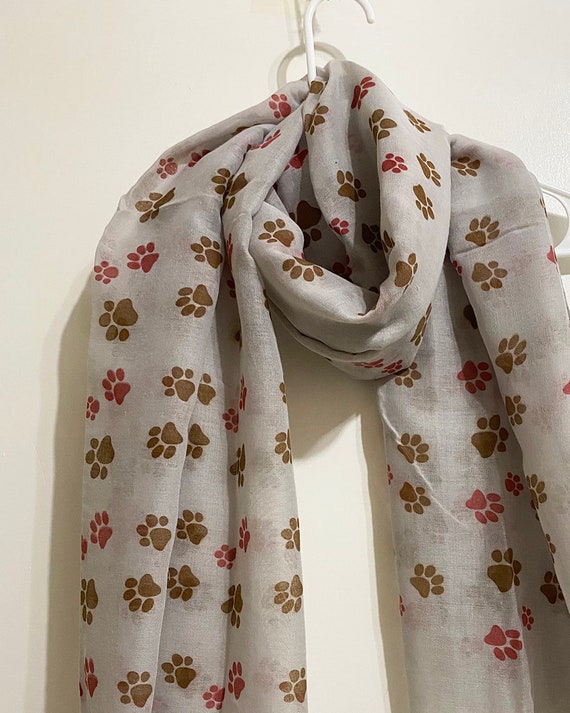 Gray Dog Paw Print Scarf Etsy
