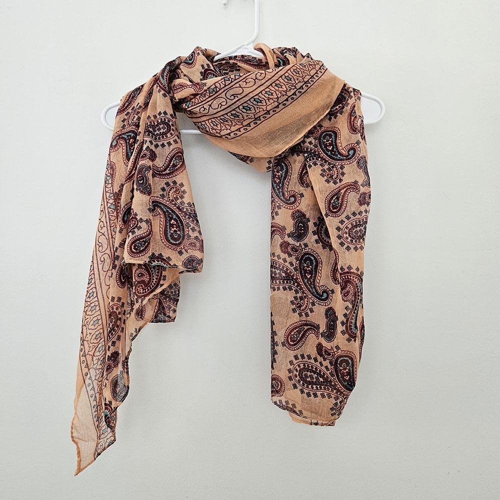 Classic Paisley Peach Pink Scarves for Women Fall Autumn 
