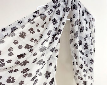 pawprint scarf, paw print shawl, paw scarf, dog mom gifts, dog lover gift, dog mum holiday gifts, mothers day gift,  gift for dog lover