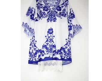 Häkelspitze Kimono-Strickjacke, Frühlings-Sommer-Damen Kimonos, einfarbiger Top Kimono Duster, Kimono-Jacke
